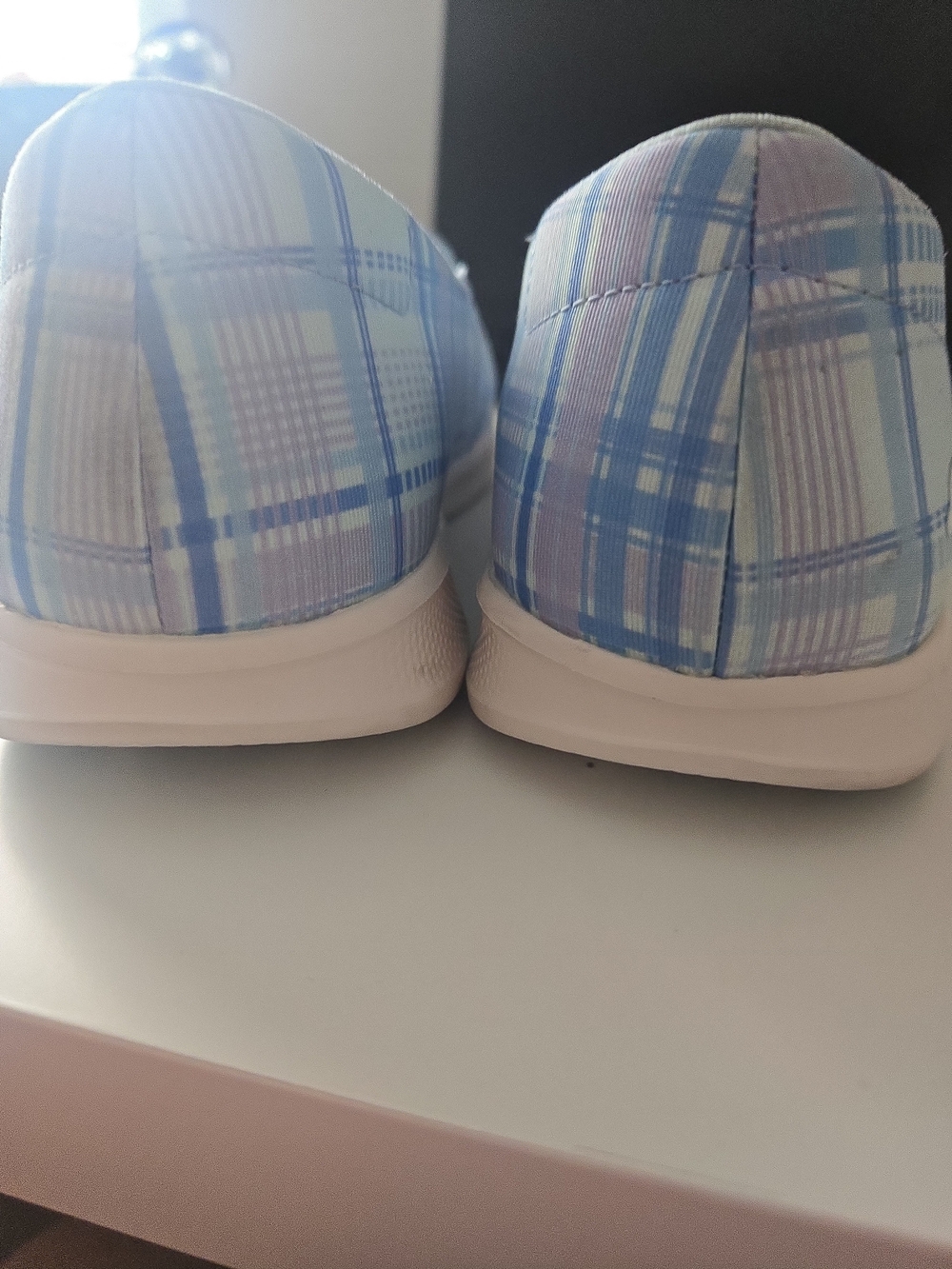 Skechers Slip-On Plaid Sneakers - Light Blue & Lavender - Picture 6 of 8
